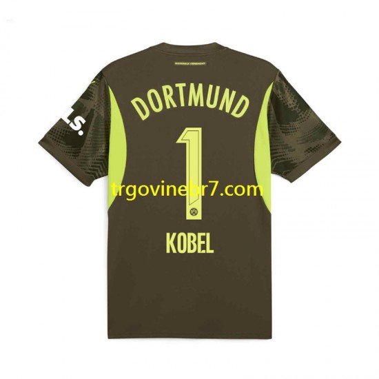 Golmanski Dres - Dres Borussia Dortmund Gregor Kobel 1 Gostujući 2024-2025 Kratkih Rukava - Muški