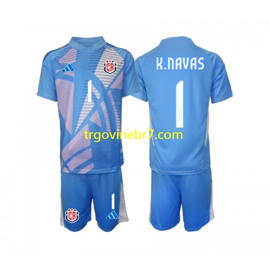 Golmanski Dres - Dres Kostarika Keylor Navas 1 Domaći 2024 Kratkih Rukava - Dječji