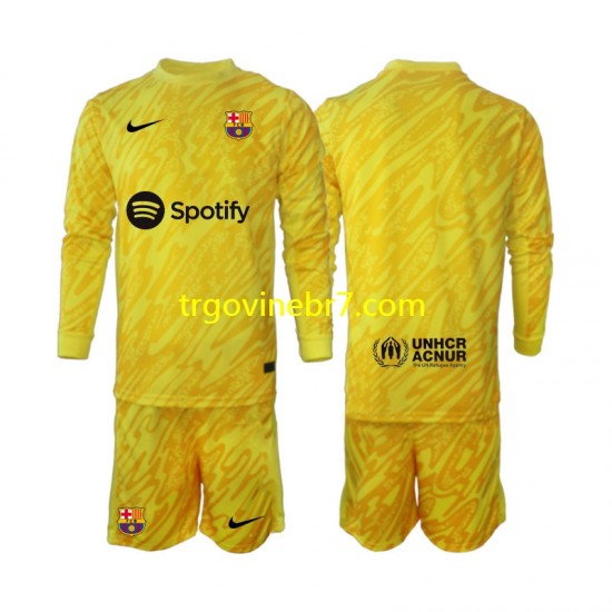 Golmanski Dres - Dres FC Barcelona Gostujući 2024-2025 Dugim Rukavima - Dječji