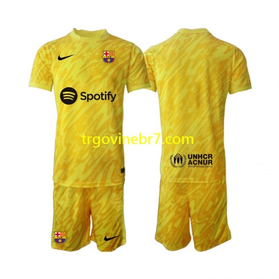Golmanski Dres - Dres FC Barcelona Gostujući 2024-2025 Kratkih Rukava - Dječji