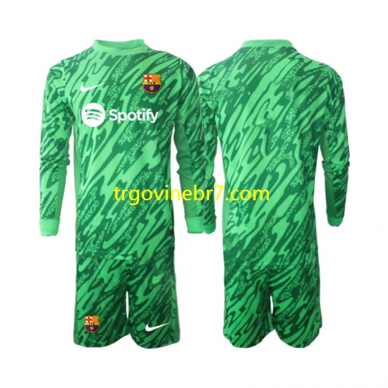 Golmanski Dres - Dres FC Barcelona Domaći 2024-2025 Dugim Rukavima - Dječji