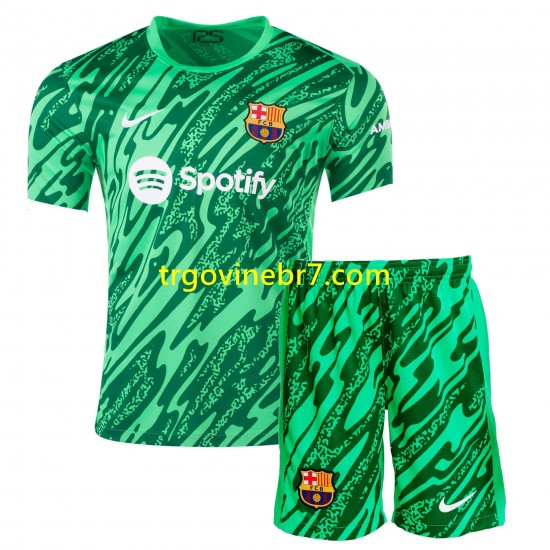 Golmanski Dres - Dres FC Barcelona Domaći 2024-2025 Kratkih Rukava - Dječji