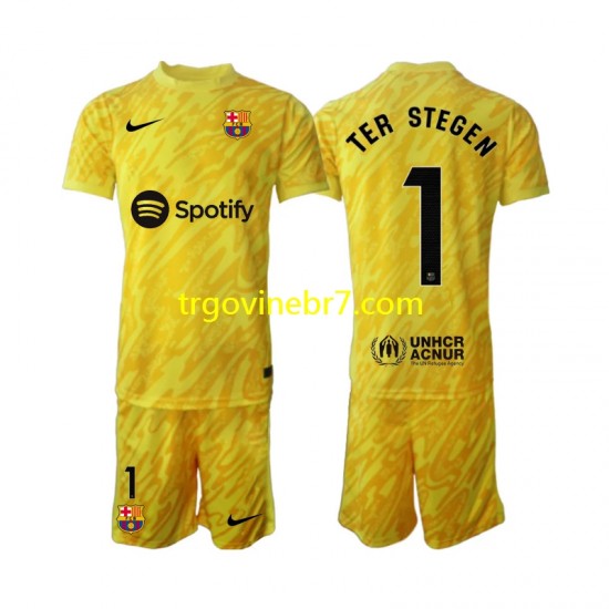 Golmanski Dres - Dres FC Barcelona Ter Stegen 1 Gostujući 2024-2025 Kratkih Rukava - Dječji