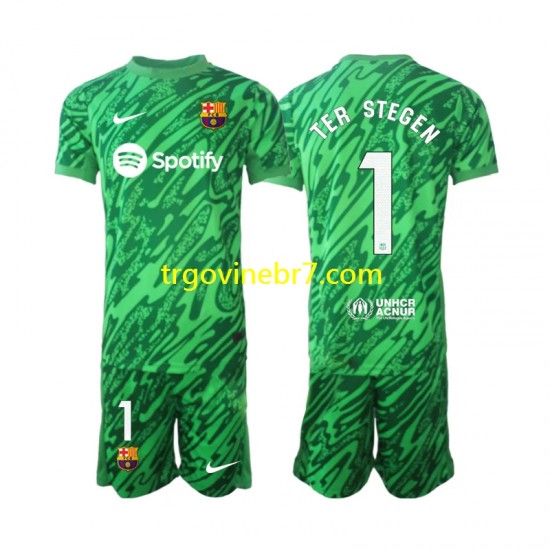 Golmanski Dres - Dres FC Barcelona Ter Stegen 1 Domaći 2024-2025 Kratkih Rukava - Dječji