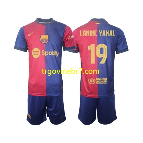 Dres FC Barcelona UCL Font Lamine Yamal 19 Domaći 2024-2025 Kratkih Rukava - Dječji