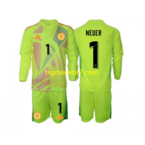 Golmanski Dres - Dres Njemačka Manuel Neuer 1 Gostujući Euro 2024 Dugim Rukavima - Dječji