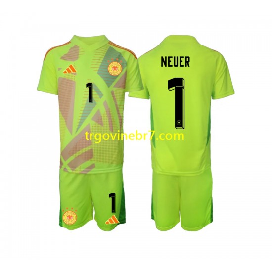 Golmanski Dres - Dres Njemačka Manuel Neuer 1 Gostujući Euro 2024 Kratkih Rukava - Dječji