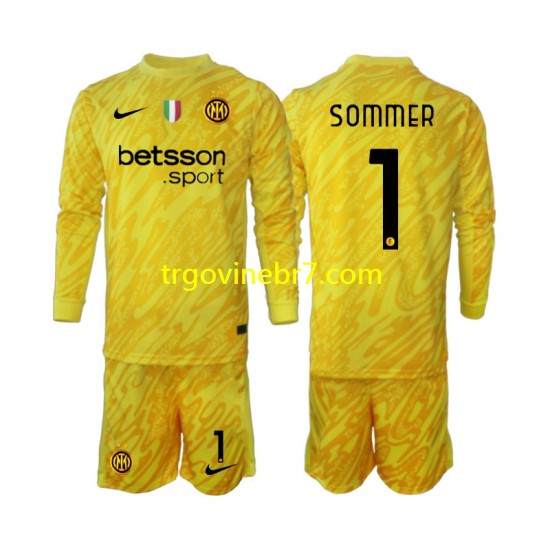 Golmanski Dres - Dres Inter Milan Yann Sommer 1 Gostujući 2024-2025 Dugim Rukavima - Dječji