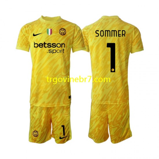Golmanski Dres - Dres Inter Milan Yann Sommer 1 Gostujući 2024-2025 Kratkih Rukava - Dječji