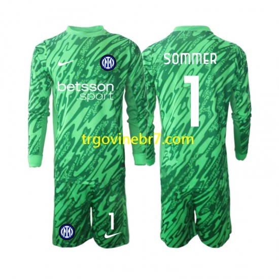 Golmanski Dres - Dres Inter Milan Yann Sommer 1 Domaći 2024-2025 Dugim Rukavima - Dječji