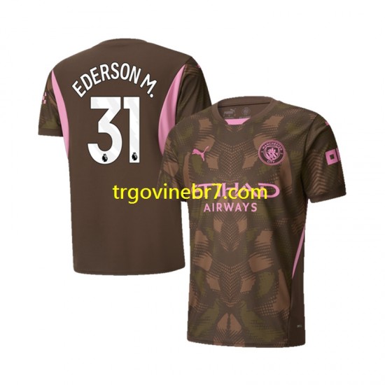 Golmanski Dres - Dres Manchester City Ederson M 31 Domaći 2024-2025 Kratkih Rukava - Muški