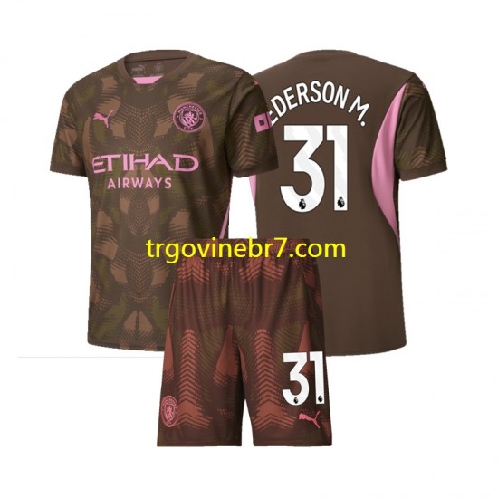 Golmanski Dres - Dres Manchester City Ederson M 31 Domaći 2024-2025 Kratkih Rukava - Dječji