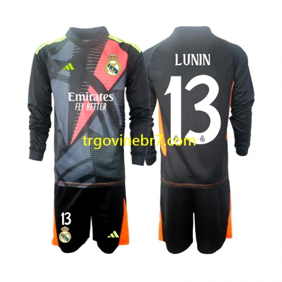 Golmanski Dres - Dres Real Madrid Andriy Lunin 13 Gostujući 2024-2025 Dugim Rukavima - Dječji