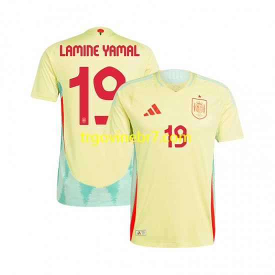 Dres Španjolska LAMINE YAMAL 19 Gostujući Euro 2024 Kratkih Rukava - Muški