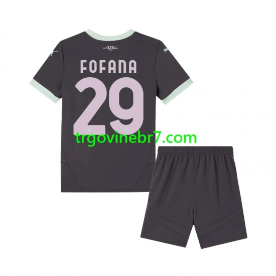 Dres AC Milan Fofana 29 Treći 2024-2025 Kratkih Rukava - Dječji
