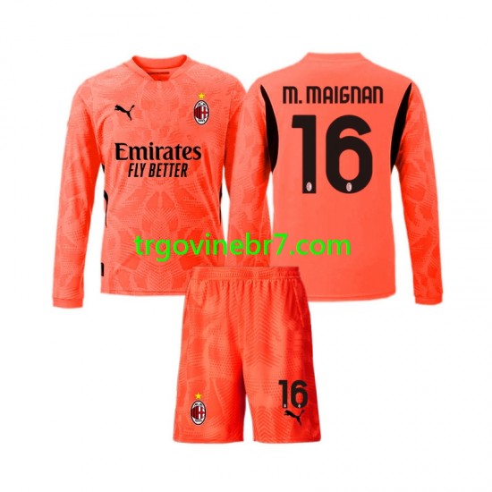 Golmanski Dres - Dres AC Milan Mike Maignan 16 Četvrti 2024-2025 Dugim Rukavima - Dječji