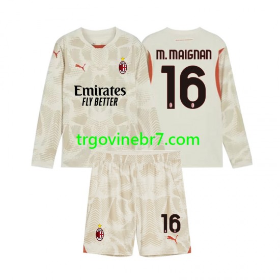 Golmanski Dres - Dres AC Milan Mike Maignan 16 Treći 2024-2025 Dugim Rukavima - Dječji