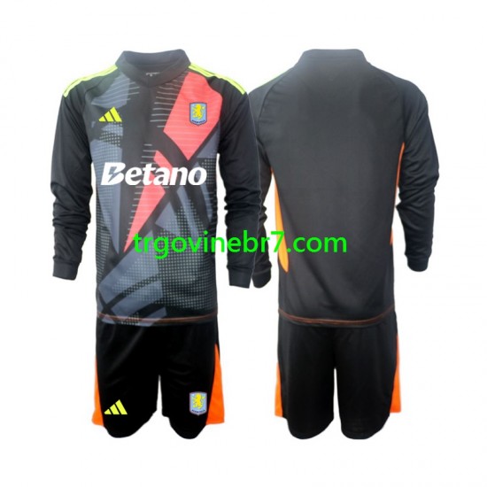 Golmanski Dres - Dres Aston Villa Domaći 2024-2025 Dugim Rukavima - Dječji