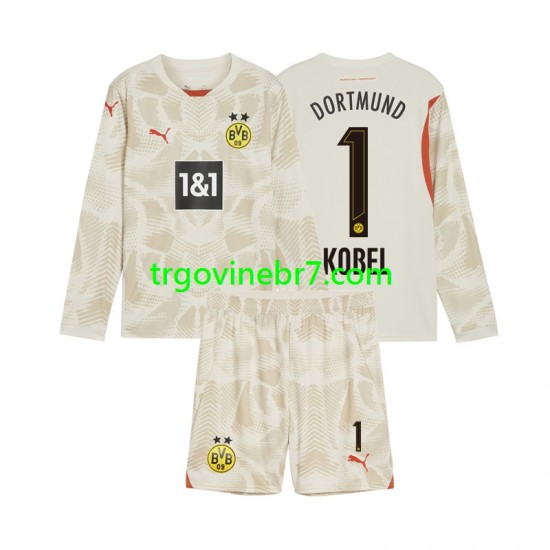Golmanski Dres - Dres Borussia Dortmund Gregor Kobel 1 Domaći 2024-2025 Dugim Rukavima - Dječji