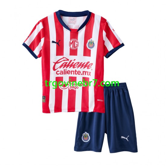 Dres Deportivo Guadalajara Domaći 2024-2025 Kratkih Rukava - Dječji