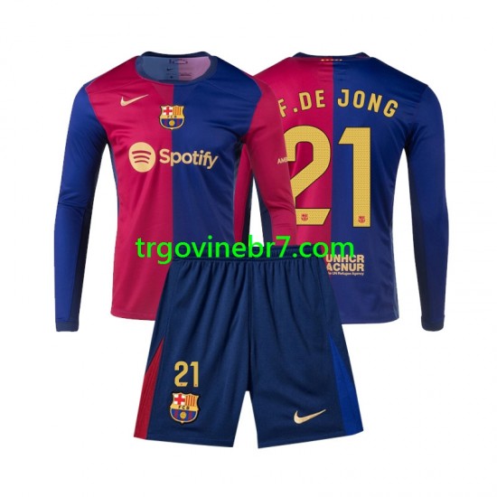Dres FC Barcelona Frenkie de Jong 21 Domaći 2024-2025 Dugim Rukavima - Dječji