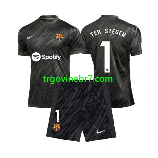 Golmanski Dres - Dres FC Barcelona Ter Stegen 1 Treći 2024-2025 Kratkih Rukava - Dječji