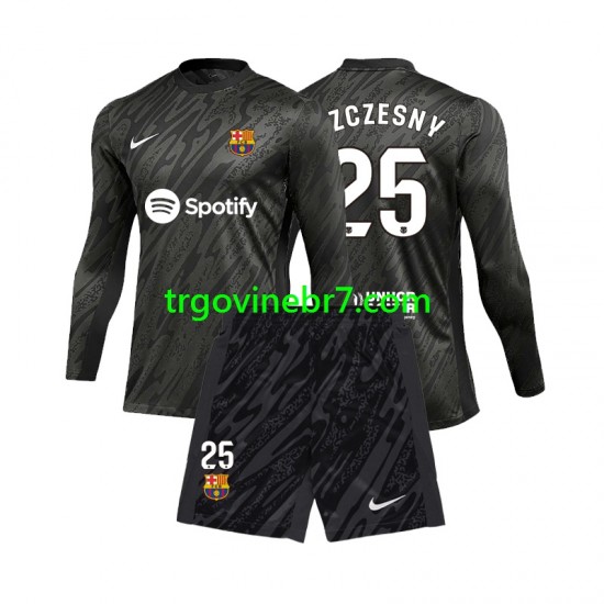 Golmanski Dres - Dres FC Barcelona Wojciech Szczesny 25 Gostujući 2024-2025 Dugim Rukavima - Dječji