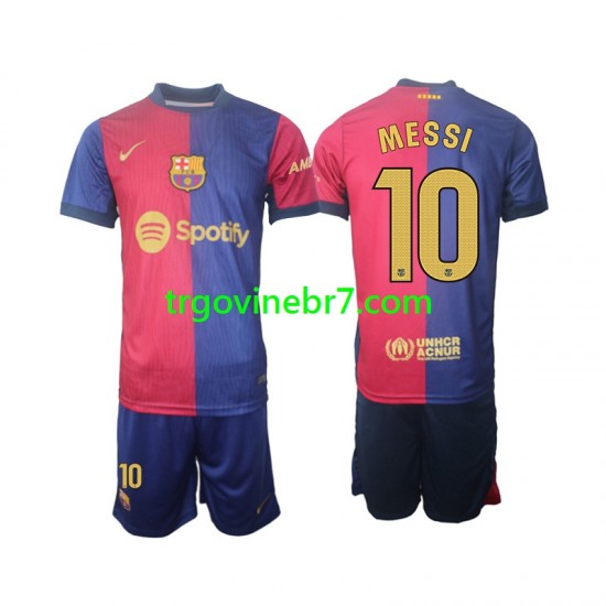 Dres FC Barcelona Lionel Messi 10 Domaći 2024-2025 Kratkih Rukava - Dječji