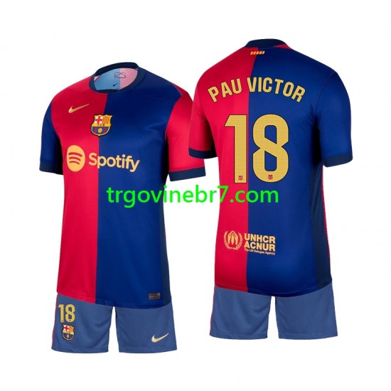 Dres FC Barcelona Pau Victor 18 Domaći 2024-2025 Kratkih Rukava - Dječji