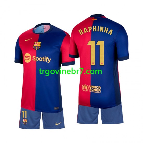 Dres FC Barcelona Raphinha 11 Domaći 2024-2025 Kratkih Rukava - Dječji