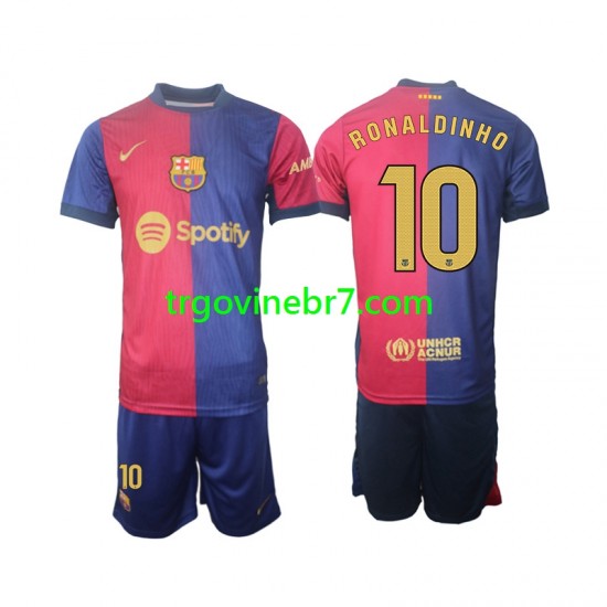 Dres FC Barcelona Ronaldinho 10 Domaći 2024-2025 Dugim Rukavima - Dječji