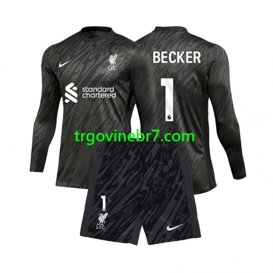 Golmanski Dres - Dres Liverpool Alisson Becker 1 Domaći 2024-2025 Dugim Rukavima - Dječji
