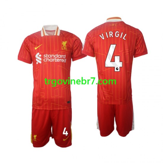 Dres Liverpool Virgil 4 Domaći 2024-2025 Kratkih Rukava - Dječji