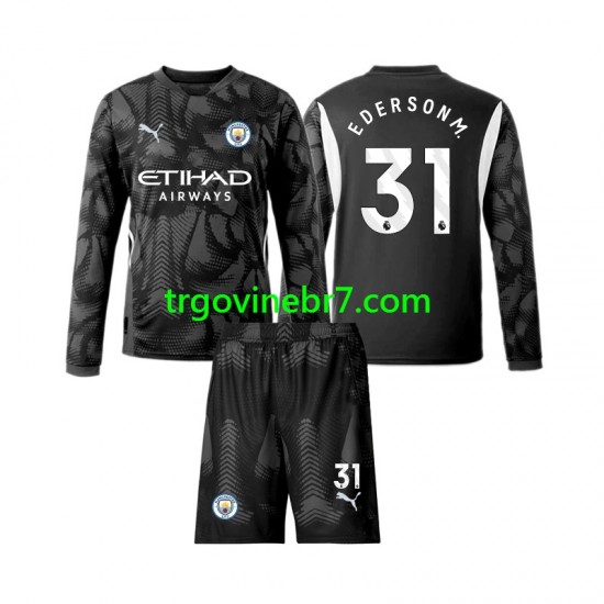 Golmanski Dres - Dres Manchester City Ederson Moraes 31 Četvrti 2024-2025 Dugim Rukavima - Dječji