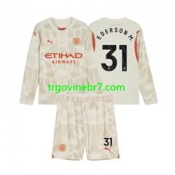 Golmanski Dres - Dres Manchester City Ederson Moraes 31 Treći 2024-2025 Dugim Rukavima - Dječji