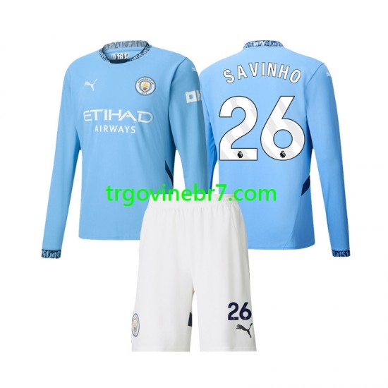 Dres Manchester City Savinho 26 Domaći 2024-2025 Dugim Rukavima - Dječji