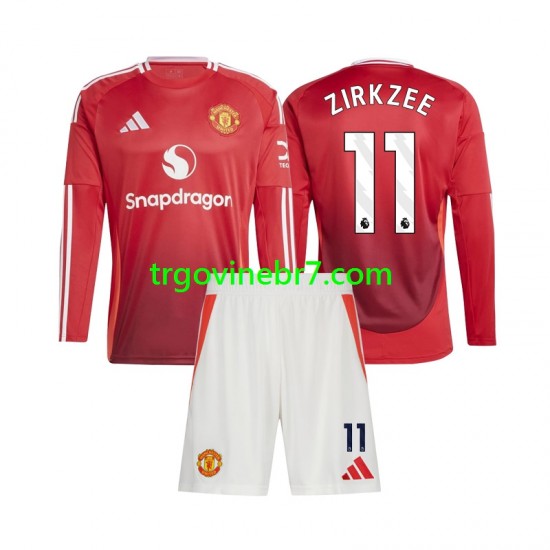 Dres Manchester United Joshua Zirkzee 11 Domaći 2024-2025 Dugim Rukavima - Dječji