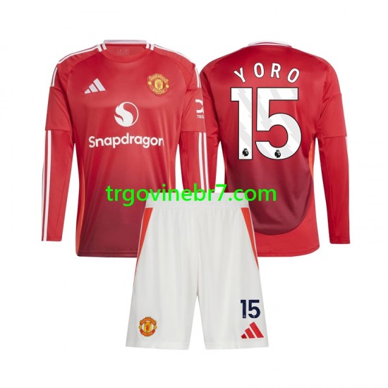 Dres Manchester United Leny Yoro 15 Domaći 2024-2025 Dugim Rukavima - Dječji