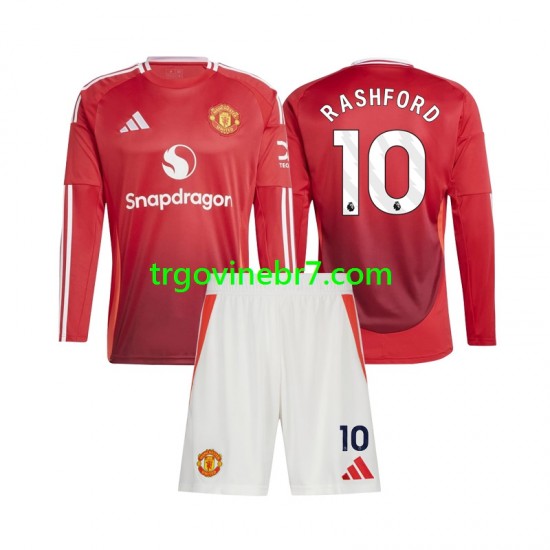 Dres Manchester United Marcus Rashford 10 Domaći 2024-2025 Dugim Rukavima - Dječji