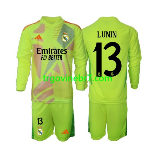Golmanski Dres - Dres Real Madrid Lunin 13 Četvrti 2024-2025 Dugim Rukavima - Dječji