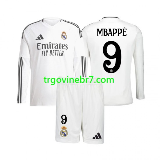 Dres Real Madrid Mbappé Kylian 9 Domaći 2024-2025 Dugim Rukavima - Dječji