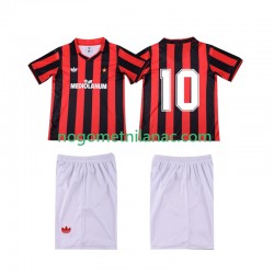 Dres AC Milan 10 1990 1991 Retro Domaći Kratkih Rukava - Dječji