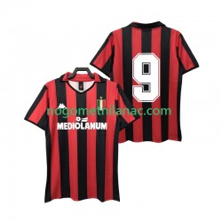 Dres AC Milan 9 1988 1989 Retro Domaći Kratkih Rukava - Muški
