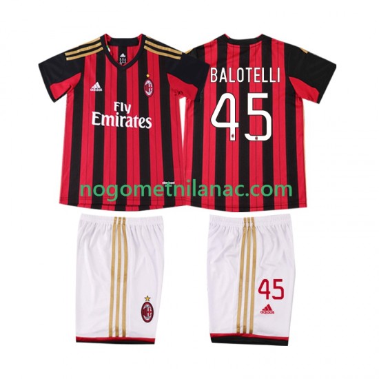 Dres AC Milan BALOTELL 45 2013 2014 Retro Domaći Kratkih Rukava - Dječji
