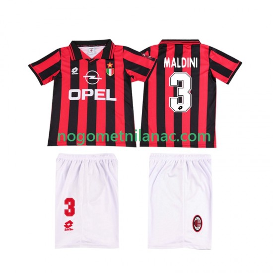 Dres AC Milan MALDINI 3 1996 1997 Retro Domaći Kratkih Rukava - Dječji