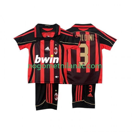 Dres AC Milan MALDINI 3 2007 Retro Domaći 2006 Kratkih Rukava - Dječji