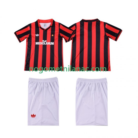 Dres AC Milan 1990 1991 Retro Domaći Kratkih Rukava - Dječji