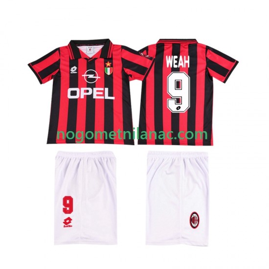 Dres AC Milan WEAH 9 1996 1997 Retro Domaći Kratkih Rukava - Dječji
