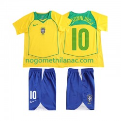 Dres Brazil RONALOINHO 10 Retro Domaći 2004 Kratkih Rukava - Dječji Dres Brazil RONALOINHO 10 Retro Domaći 2004 Kratkih Rukava - Dječji