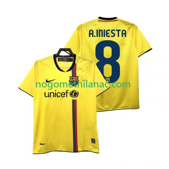 Dres FC Barcelona A INIESTA 8 2009 Retro Gostujući 2008 Kratkih Rukava - Muški